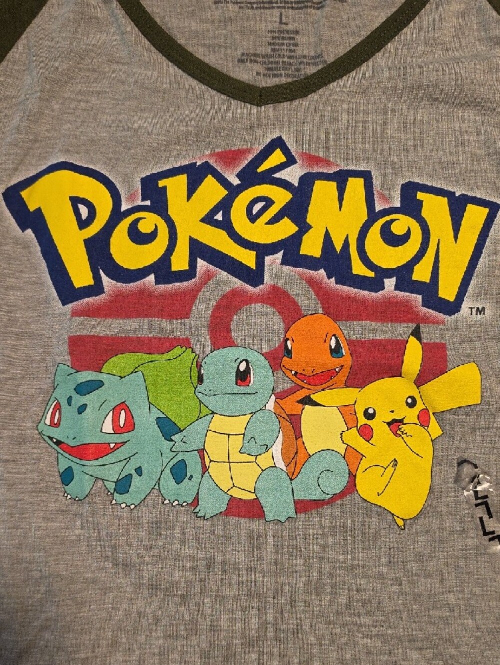 Grey & Green Pokemon Raglan Top - Picture 2 of 4